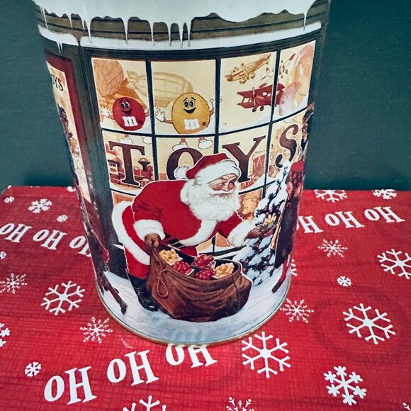 Vintage 90s M&Ms Santa Candy Tin Christmas Tin Cookie Tin Vintage Xmas M&Ms Tin - Picture 3 of 8